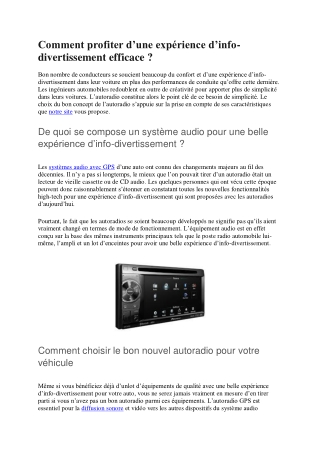 Choix du bon concept d'autoradio