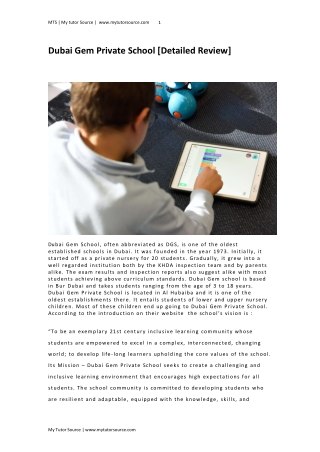 Dubai Gem Private School [Detailed Review]
