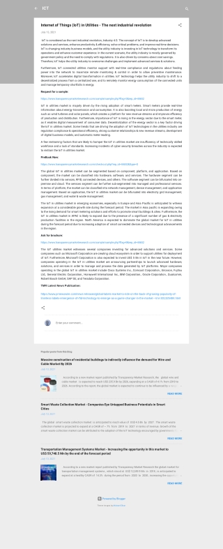 Internet of Things (IoT) in Utilities Market Trends & Forecast by 2026