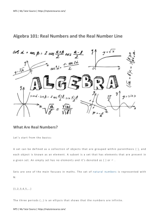 Algebra 101 Real Numbers and the Real Number Line