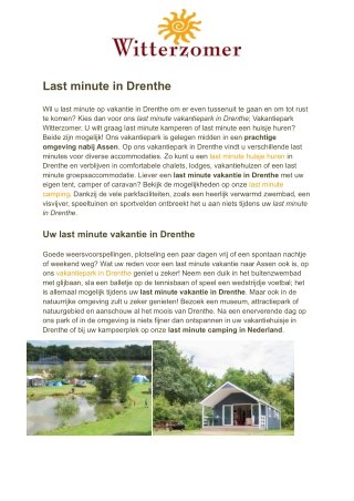Vakantiepark Witterzomer - Last minute Drenthe