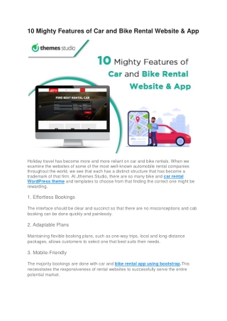 10 Mighty Features of Car and Bike Rental Website