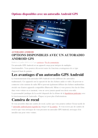 Options avec un autoradio Android GPS