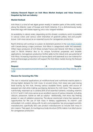 Industry Research Report on Irish Moss Market Analysis and Value Forecast Snapsh