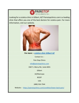 Sciatica Clinic Gilbert Az  Painstopclinics