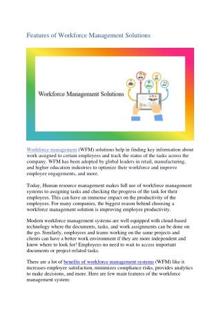 Features of Workforce Management Solutions