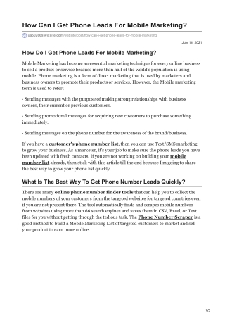1أWhat Is The Best Way To Get Phone Number Leads For Mobile Marketing