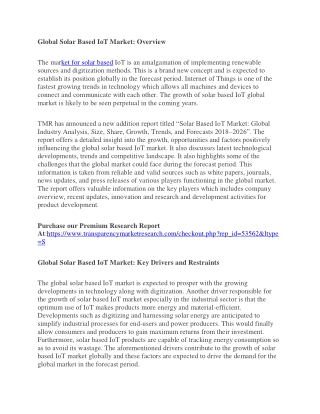 Solar Based IoT Market