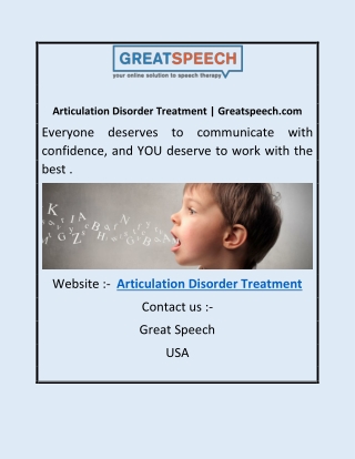 Articulation Disorder Treatment | Greatspeech.com