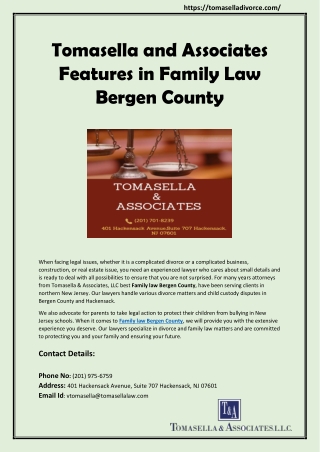 Tomasella and Associates Features in Family Law Bergen County