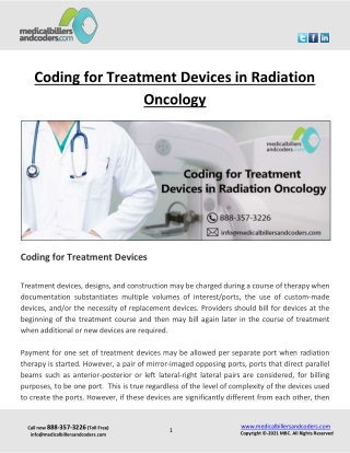 Coding for Treatment Devices in Radiation Oncology