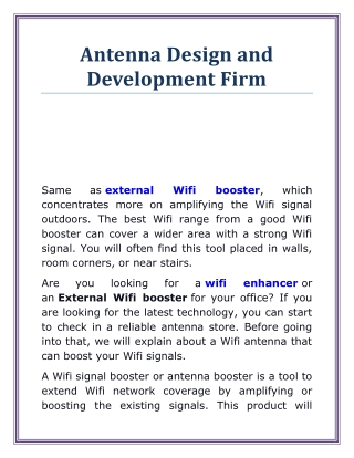 Antenna Design and Development Firm