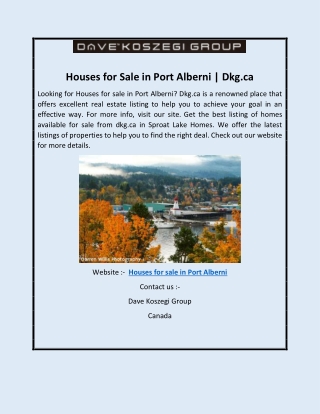 Houses for Sale in Port Alberni | Dkg.ca