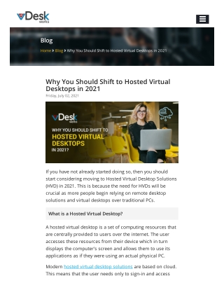 Why You Should Shift to Hosted Virtual Desktops in 2021