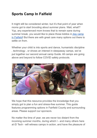 Sports Camp In Faifield