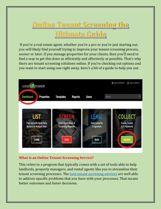 Online Tenant Screening the Ultimate Guide