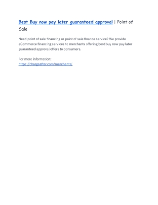 Buy now pay later guaranteed approval | Point of Sale