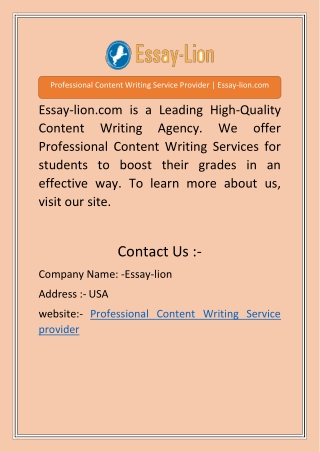 Professional Content Writing Service Provider | Essay-lion.com