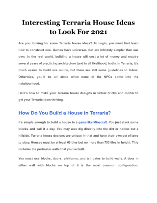Interesting Terraria House Ideas to Look For 2021
