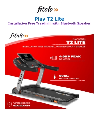 Buy Fitalo Steel Play T2 Lite (4.0 HP Peak) DC Motor Motorised Treadmill