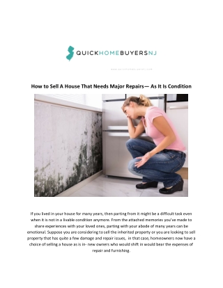 How to Sell A House That Needs Major Repairs— As It Is Condition