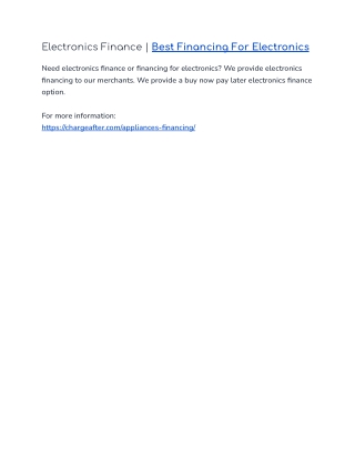 Electronics Finance | Financing For Electronics