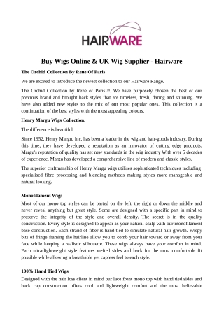 Buy Wigs Online & UK Wig Supplier - Hairware