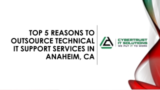 Top 5 Reasons To Outsource Technical IT Support Services In Anaheim, CA - CyberTrust IT Solutions