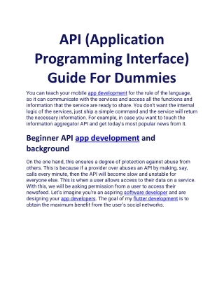 API Guide For Dummies