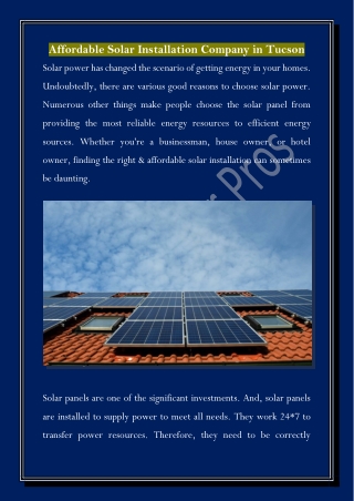 Affordable Solar Installation Company in Tucson