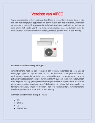Vereiste van AIRCO