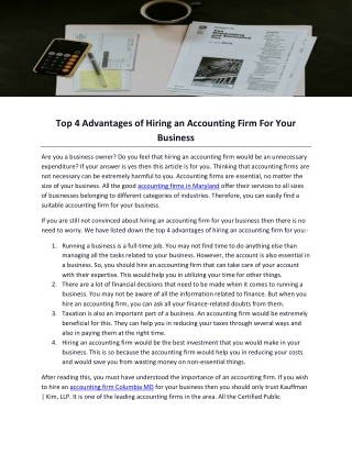 Top 4 Advantages of Hiring an Accounting Firm For Your Business