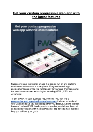 Get your custom progressive web app with the latest features