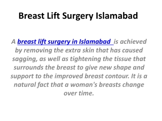 Breast Lift Surgery Islamabad