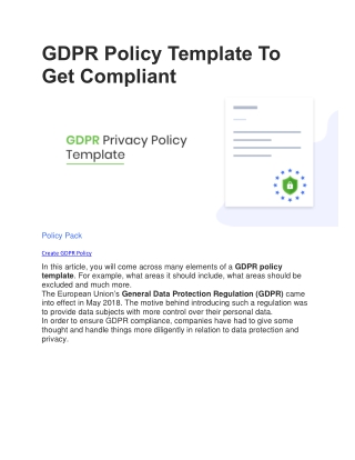 (12) GDPR Policy Template To Get Compliant
