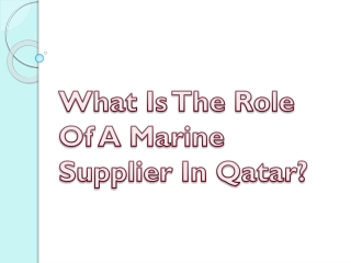 What Is The Role Of A Marine Supplier In Qatar?