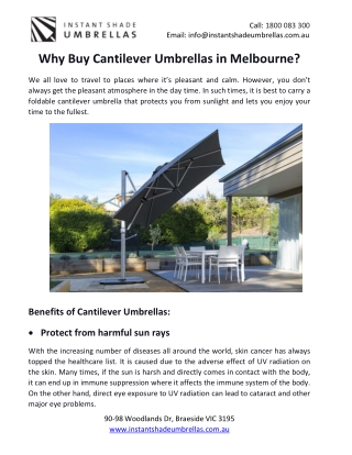 Why buy cantilever umbrellas in Melbourne?