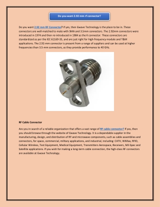 Do you want 2.92 mm rf connector?