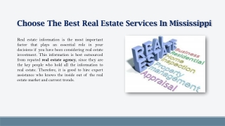 Choose The Best Real Estate Services In Mississippi