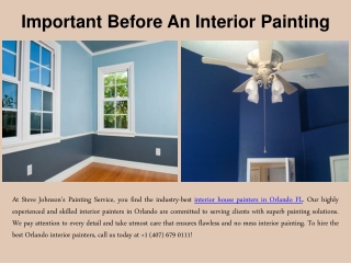 Important Before An Interior Painting
