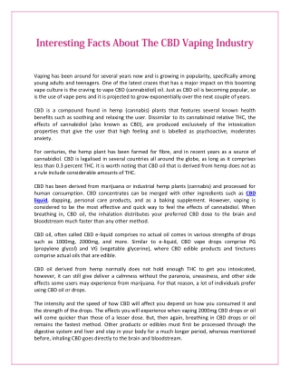Interesting Facts About The CBD Vaping Industry