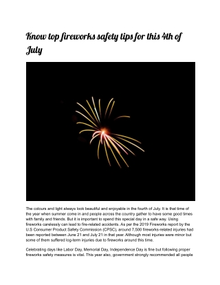 Know top fireworks safety tips for this 4th of July