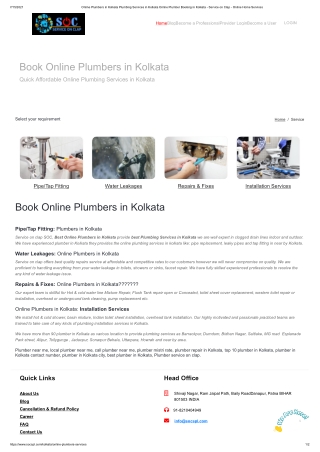 Book Online Plumbers in Kolkata