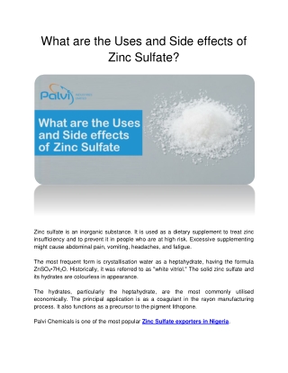 What are the Uses and Side effects of Zinc Sulfate