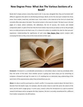 New Degree Press- What Are The Various Sections of a Book