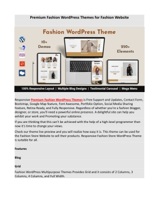 Premium Fashion WordPress Themes for Fashion Website