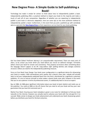 New Degree Press- A Simple Guide to Self-publishing a Book!