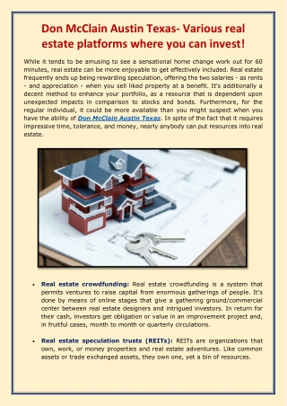 Don McClain Austin Texas- Various real estate platforms where you can invest-converted