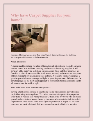 Why have Carpet Supplier for your home