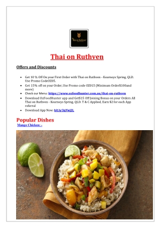 10% OFF - Thai on Ruthven menu Kearneys Spring, QLD